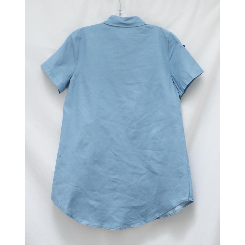 NWOT chambray shirt dress tunic pockets short mini cotton blue new Large L - Picture 2 of 7